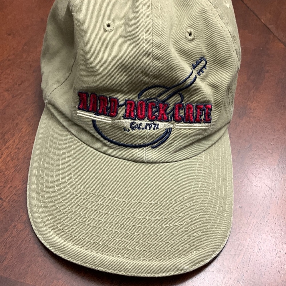 Hard Rock Cafe Barcelona Guitar Khaki Baseball Hat Cap